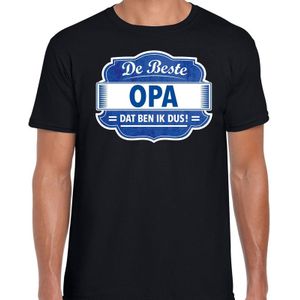 Cadeau t-shirt voor de beste opa voor heren - zwart met blauw - opa's - kado shirt / kleding - verjaardag / collega