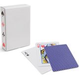 4x stuks Speelkaarthouders - inclusief 54 speelkaarten blauw geruit - hout - 35 cm - kaarthouders