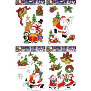 5x stuks kerst raamstickers kerstman plaatjes set - Raamdecoratie kerst - Kinder kerststickers
