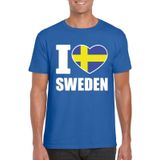 Blauw I love Zweden/ Sweden supporter shirt heren - Zweeds t-shirt heren