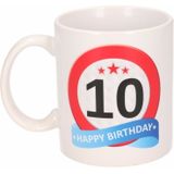 Verjaardag 10 jaar verkeersbord mok / beker