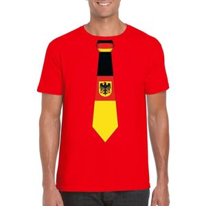 Rood t-shirt met Duitse vlag stropdas heren - Duitsland supporter