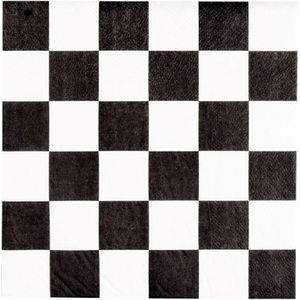 20x Papieren finish vlag race wegwerp servetten zwart/wit geblokt 33 x 33 cm - Race kinderfeestje/verjaardag