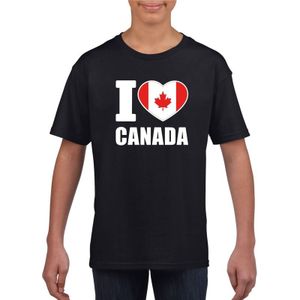 Zwart I love Canada supporter shirt kinderen - Canadees shirt jongens en meisjes