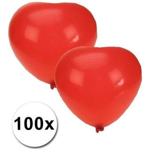 Hartjes ballonnen rood - 100 stuks - huwelijk/verjaardag/valentijn decoratie