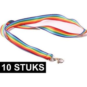 10x Keycords regenboog/rainbow kleuren