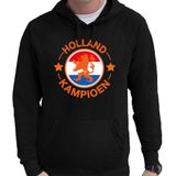 Zwarte fan hoodie voor heren - Holland kampioen met leeuw - Nederland supporter - EK/ WK hooded sweater / outfit