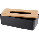 Tendance Tissuebox/tissuedoos - zwart - bamboe hout - 26 x 14 x 7 cm - universeel