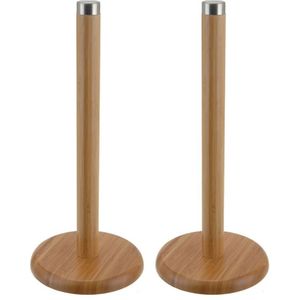 2x stuks keukenrol houder bamboe 32 cm - keukenpapier opberger