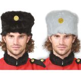 2x stuks witte russische Kozakken verkleed bontmuts voor volwassenen - Carnaval verkleed hoeden/mutsen