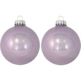 8x Orchidee paarse glazen kerstballen glans 7 cm kerstboomversiering - glans - Kerstversiering/kerstdecoratie paars