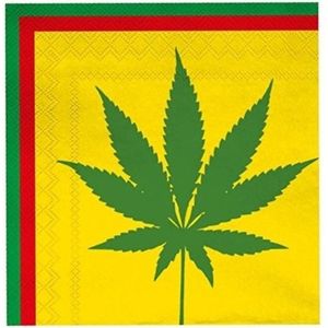 60x Wietplant servetten 33 cm - reggae tafeldecoratie servetjes - reggae thema papieren tafeldecoraties