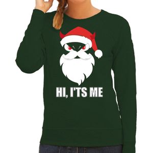 Devil Santa Kerstsweater / kersttrui hi its me groen voor dames - Kerstkleding / Christmas outfit