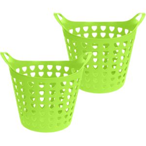 Excellent Houseware Flexibele wasmand - 2x - groen - 26 liter - kunststof - 40 x 42 cm