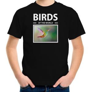 Dieren foto t-shirt Kolibrie vogel - zwart - kinderen - birds of the world - cadeau shirt vogel liefhebber - kinderkleding / kleding