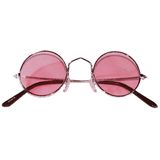 Widmann - Hippie Flower Power verkleed set peace ketting en ronde roze glazen party bril