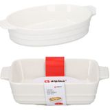 2x witte ovenschalen keramiek 1,5 &amp; 1 liter vaatwasmachinebestedig - Braadsledes