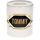 Tommy naam cadeau spaarpot met gouden embleem - kado verjaardag/ vaderdag/ pensioen/ geslaagd/ bedankt