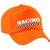 Racing / finish vlag verkleed pet oranje voor dames en heren - Racing team baseball cap - carnaval / kostuum