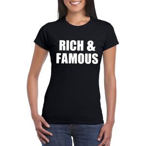 Rich &amp; famous tekst t-shirt zwart dames