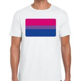 Bisexueel vlag gaypride t-shirt - wit shirt met vlag in Bi kleuren voor heren -  gaypride/LHBT kleding