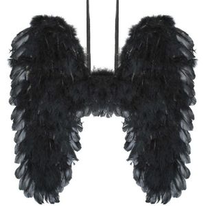 Zwarte engelen vleugels 39 cm