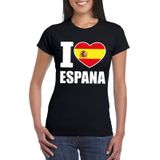 Zwart I love Espana supporter shirt dames - Spanje t-shirt dames