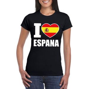 Zwart I love Espana supporter shirt dames - Spanje t-shirt dames
