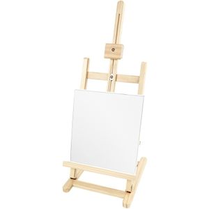 Houten schildersezel 76 cm tafelmodel met canvas schildersdoek 30 x 30 cm