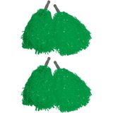 Cheerballs/pompoms - 4x - groen - met franjes en stick handgreep - 25 cm - voor kinderen
