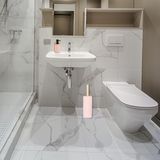 Berilo badkamer accesoires Malaga - toiletborstel/zeeppompje - lichtroze - polyresin/rvs