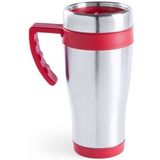 3x stuks rVS thermosbeker/warmhoud koffiebekers rood 500 ml - Isoleerbekers/reisbekers