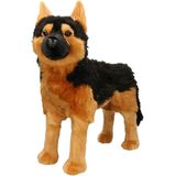 Grote pluche bruin/zwarte Duitse Herder hond knuffel 53 cm - Honden huisdieren knuffels - Speelgoed voor kinderen