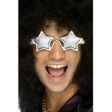 2x stuks verkleed accessoires zilveren disco/seventies feest bril met ster/sterren glazen voor volwassenen