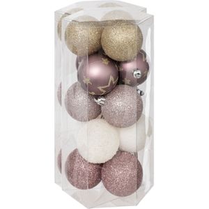 Atmosphera kerstballen 30x - champagne/roze -5 cm - kunststof