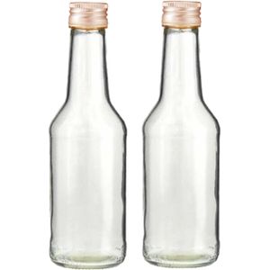 Set van 10x stuks 1x kleine glazen flesjes met schroefdop van 200 ml - Bruiloft/huwelijk/Geboorte bedankjes
