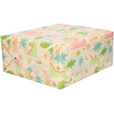 5x Inpakpapier / cadeaupapier pastel tinten met jungle / dierentuin dieren thema 200 x 70 - cadeaupapier