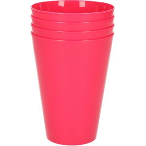 4x drinkbekers van kunststof 430 ml in het roze - Limonade bekers - Campingservies/picknickservies