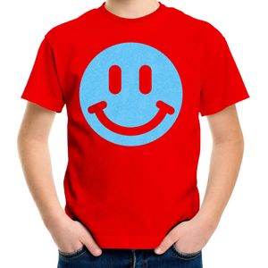 Bellatio Decorations Verkleed T-shirt voor jongens - smiley - rood - carnaval - feestkleding kind