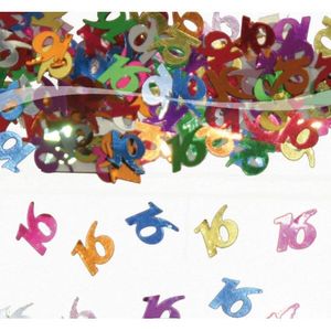 3x Zakjes confetti 16 jaar verjaardag thema - Leeftijd feestartikelen en versiering