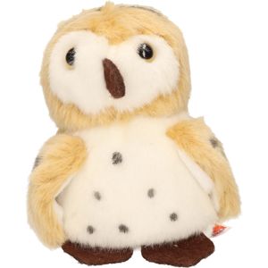 Pluche Knuffel Uil Vogel Bruin/Wit van Ongeveer 13 cm - Speelgoed Knuffelbeesten/Uilen/Vogels