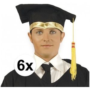 6x Luxe afstudeerhoedje / geslaagd hoedje met gouden details - afstudeerpet