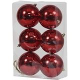 Othmar decorations Kerstballen - 6x - rood - kunststof - 10 cm