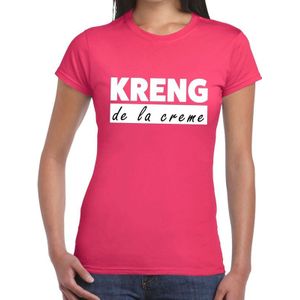 KRENG de la creme tekst t-shirt fuchsia roze dames - dames fun shirt