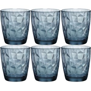 6x Stuks tumbler waterglazen/sapglazen blauw 390 ml - Glazen / drinkglazen