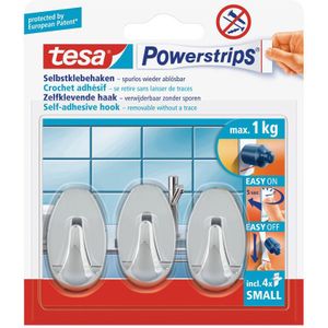 9x Tesa Powerstrips ovale haken chroom small - Klusbenodigdheden - Huishouden - Verwijderbare haken - Opplak haken 9 stuks