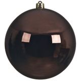 1x Grote donkerbruine kunststof kerstballen van 20 cm - glans - donkerbruine kerstballen - Kerstversiering