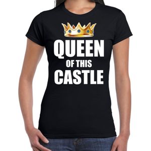 Queen of this castle t-shirt zwart voor dames - Woningsdag / Koningsdag - thuisblijvers / luie dag / relax shirtje
