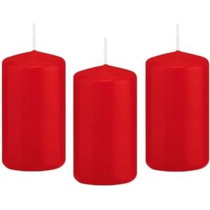 12x Rode cilinderkaars/stompkaars 5 x 10 cm 23 branduren - Geurloze kaarsen - Woondecoraties