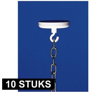 10x Witte ophanghaken met magneet - Slingers/vlaggenlijnen eenvoudig ophangen